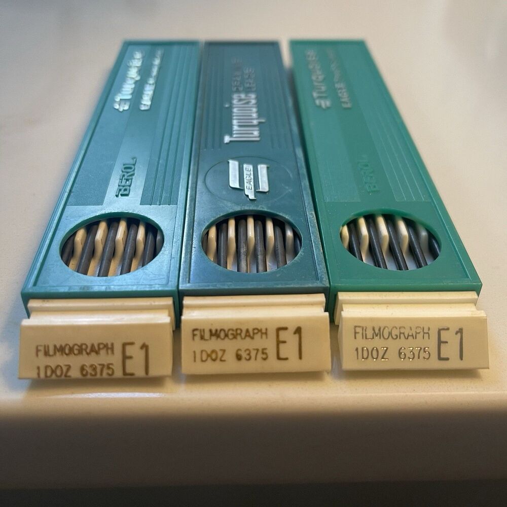 Vintage Lot Of 3 Eagle/Berol Turquoise Drawing Leads E1 NOS